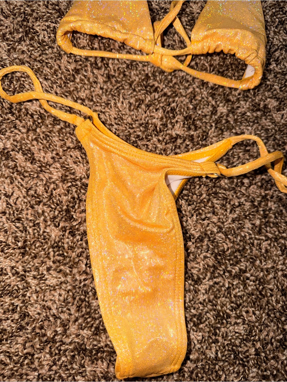 SHINY GOLD SPARKLY MICRO BIKINI - Picture 2 of 3